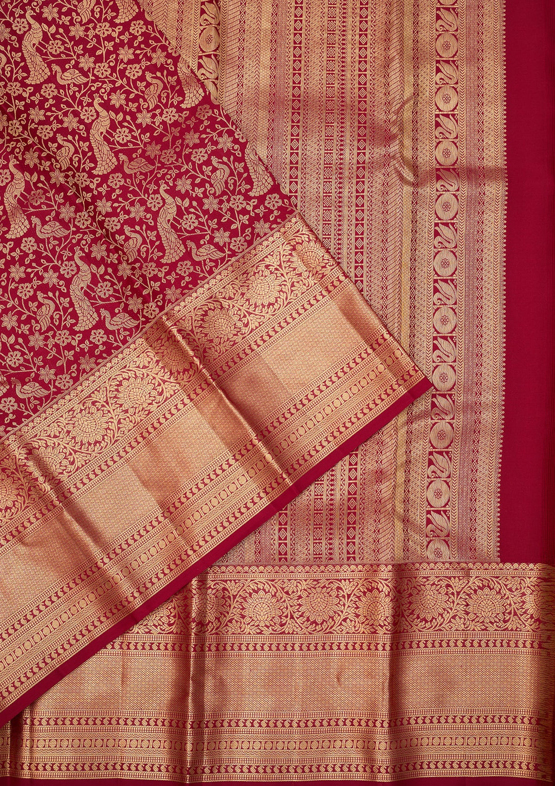 Maroon Dharmavaram Pure Silk Saree With Matching Blouse Piece