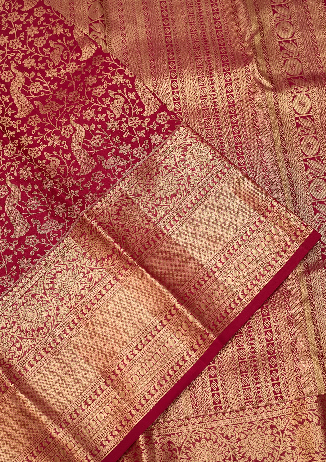 Maroon Dharmavaram Pure Silk Saree With Matching Blouse Piece