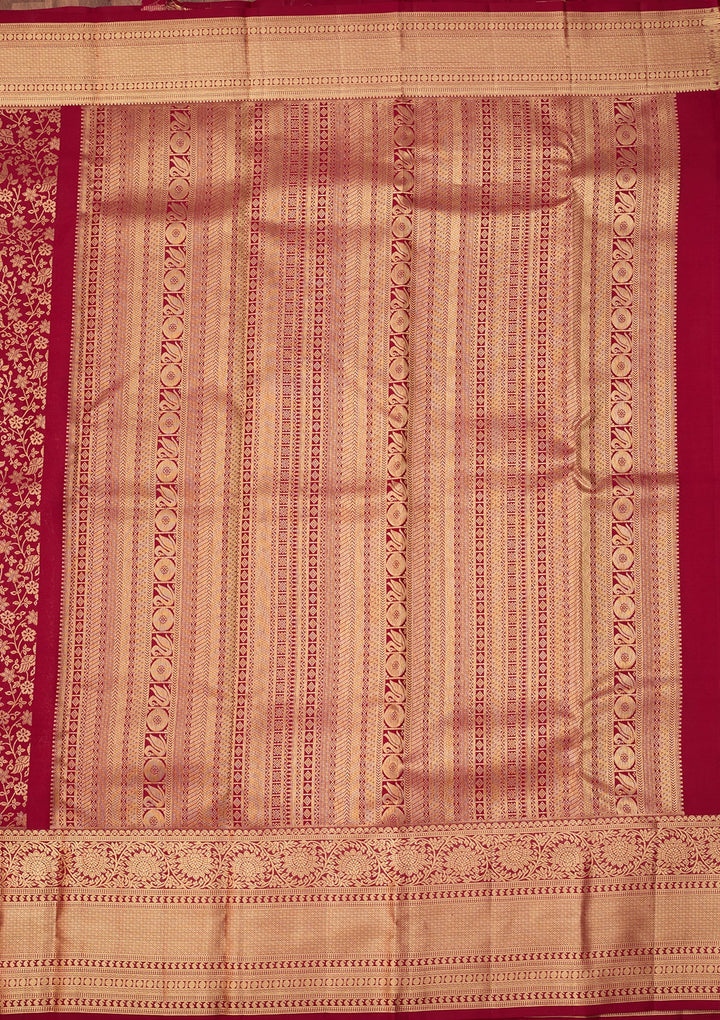 Maroon Dharmavaram Pure Silk Saree With Matching Blouse Piece