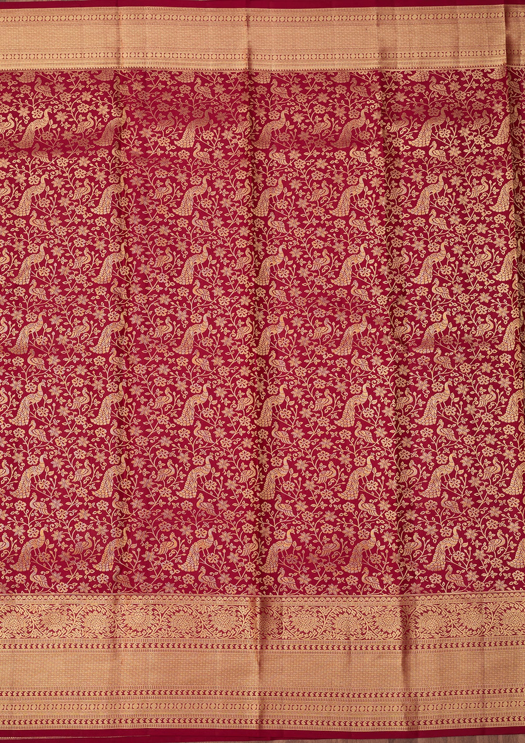 Maroon Dharmavaram Pure Silk Saree With Matching Blouse Piece