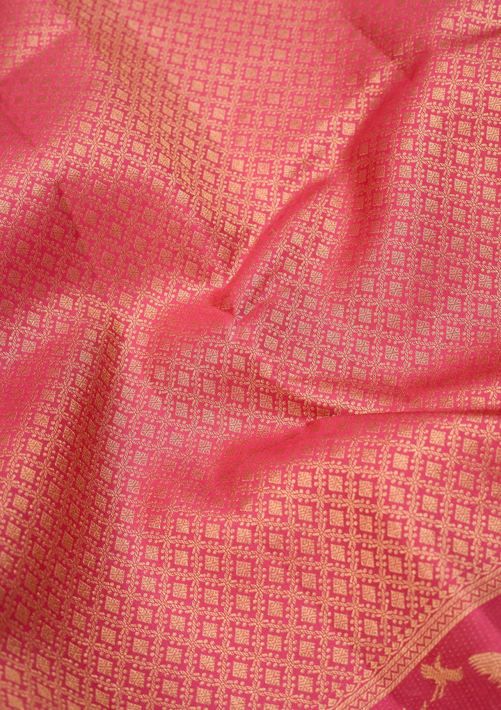 Pink Dharmavaram Pure Silk Saree With Matching Blouse Piece