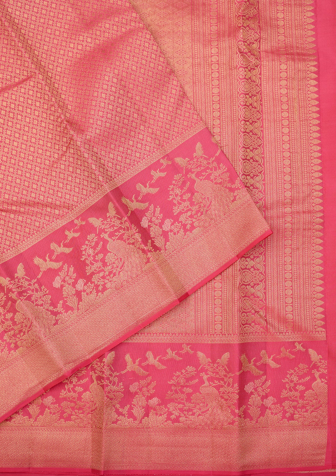 Pink Dharmavaram Pure Silk Saree With Matching Blouse Piece