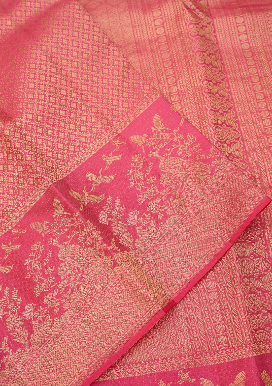 Pink Dharmavaram Pure Silk Saree With Matching Blouse Piece