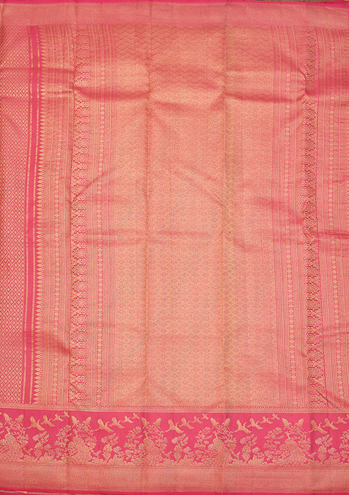 Pink Dharmavaram Pure Silk Saree With Matching Blouse Piece
