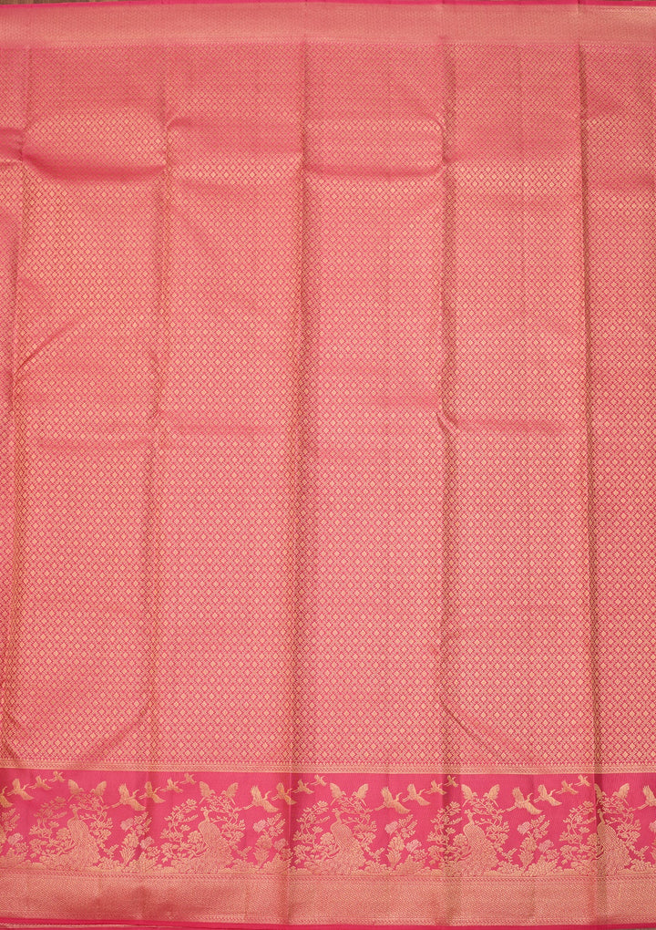 Pink Dharmavaram Pure Silk Saree With Matching Blouse Piece