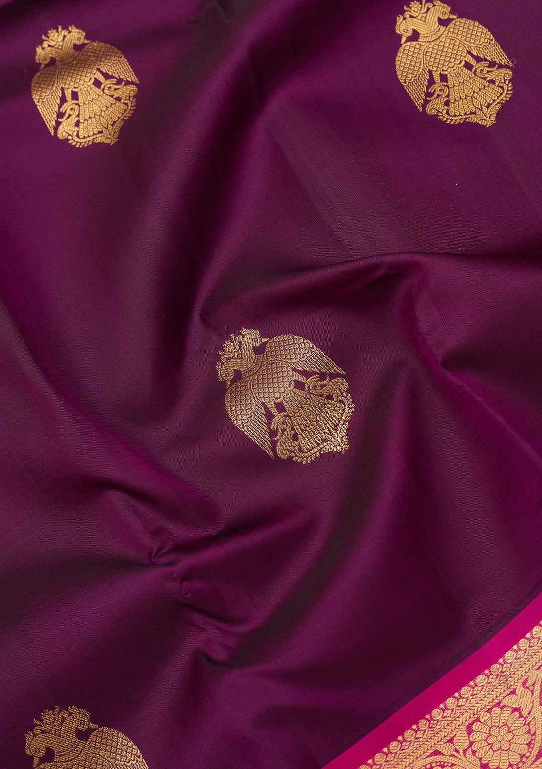 Wine Dharmavaram Pure Silk Saree With Matching Blouse Piece