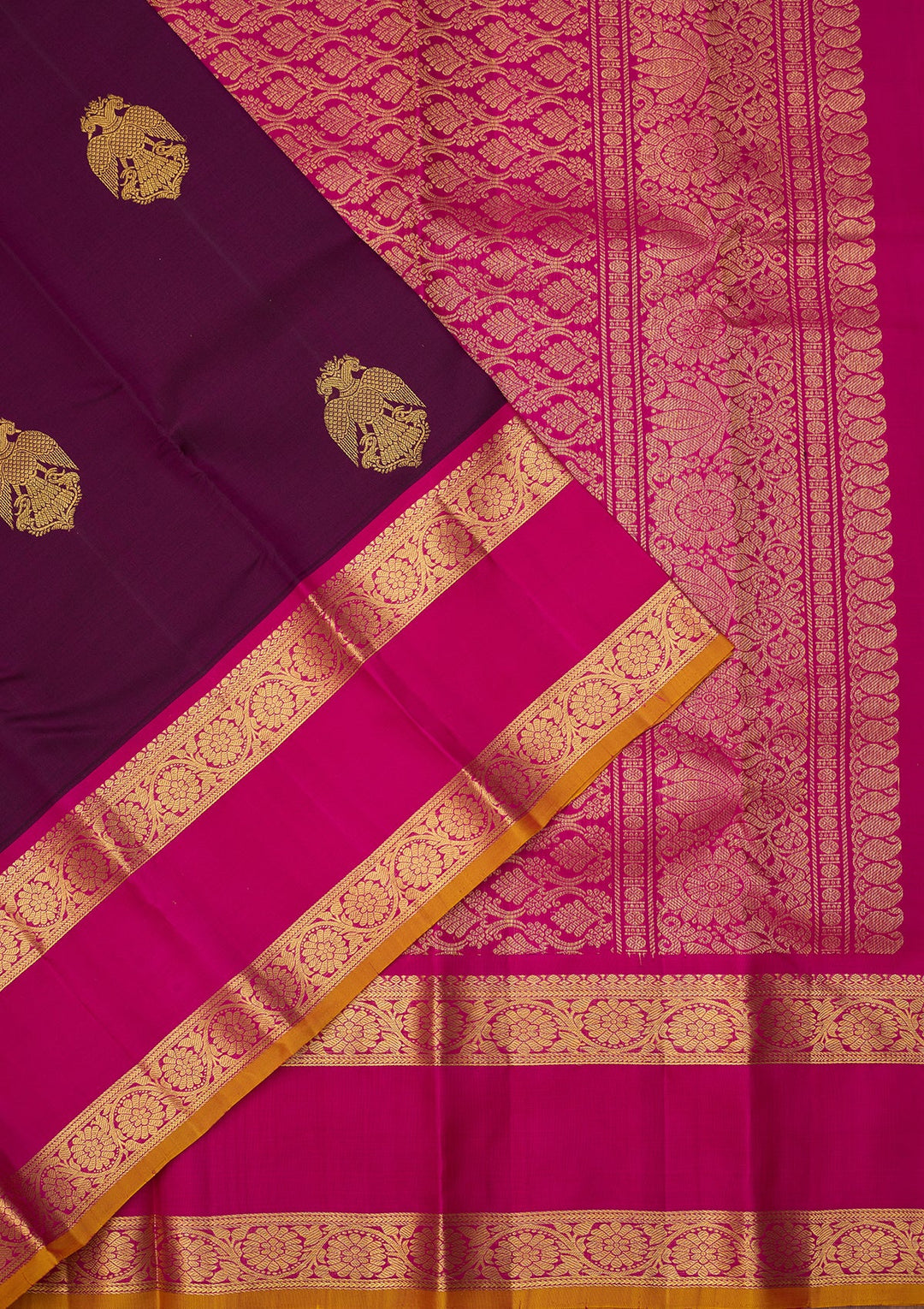 Wine Dharmavaram Pure Silk Saree With Matching Blouse Piece