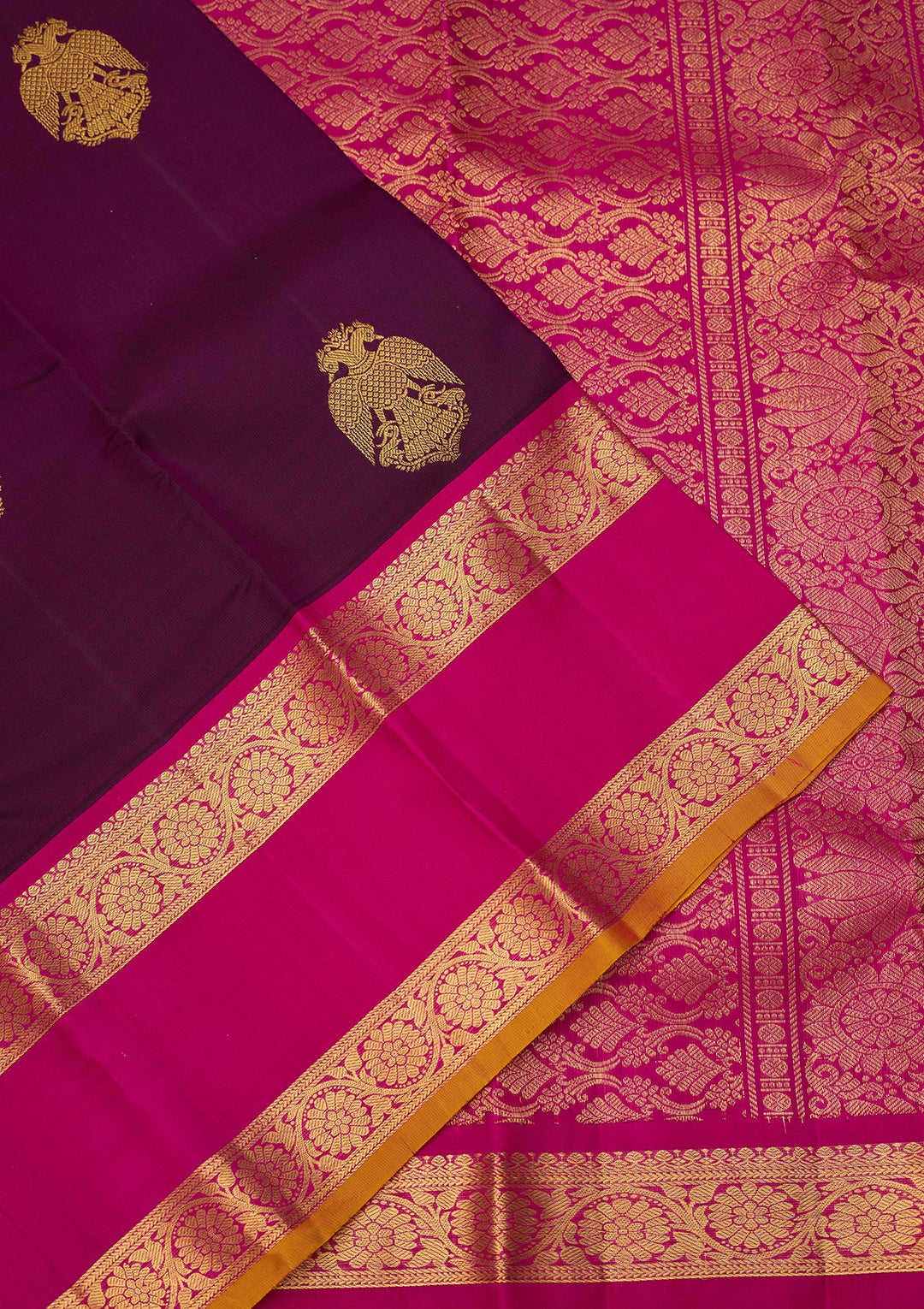 Wine Dharmavaram Pure Silk Saree With Matching Blouse Piece