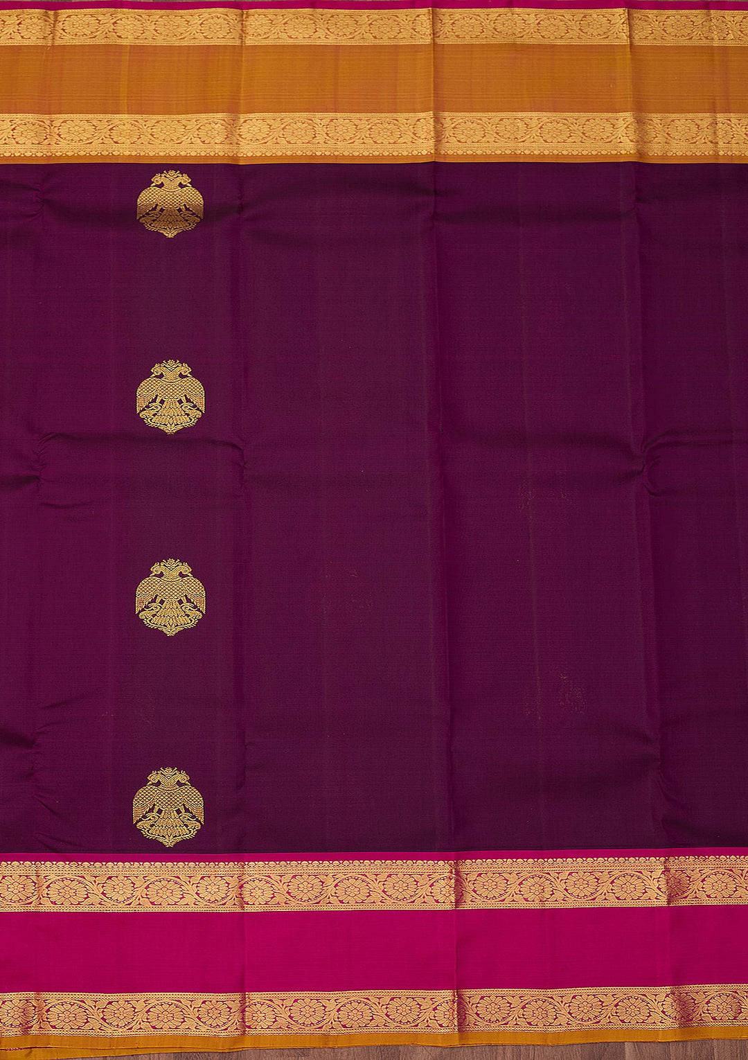 Wine Dharmavaram Pure Silk Saree With Matching Blouse Piece