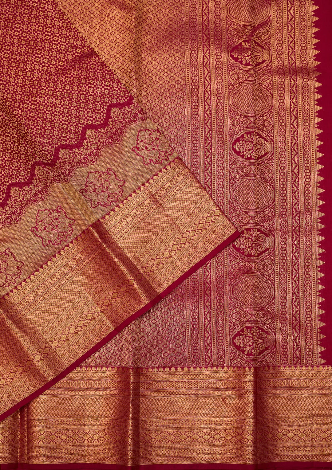 Maroon Dharmavaram Pure Silk Saree With Matching Blouse Piece
