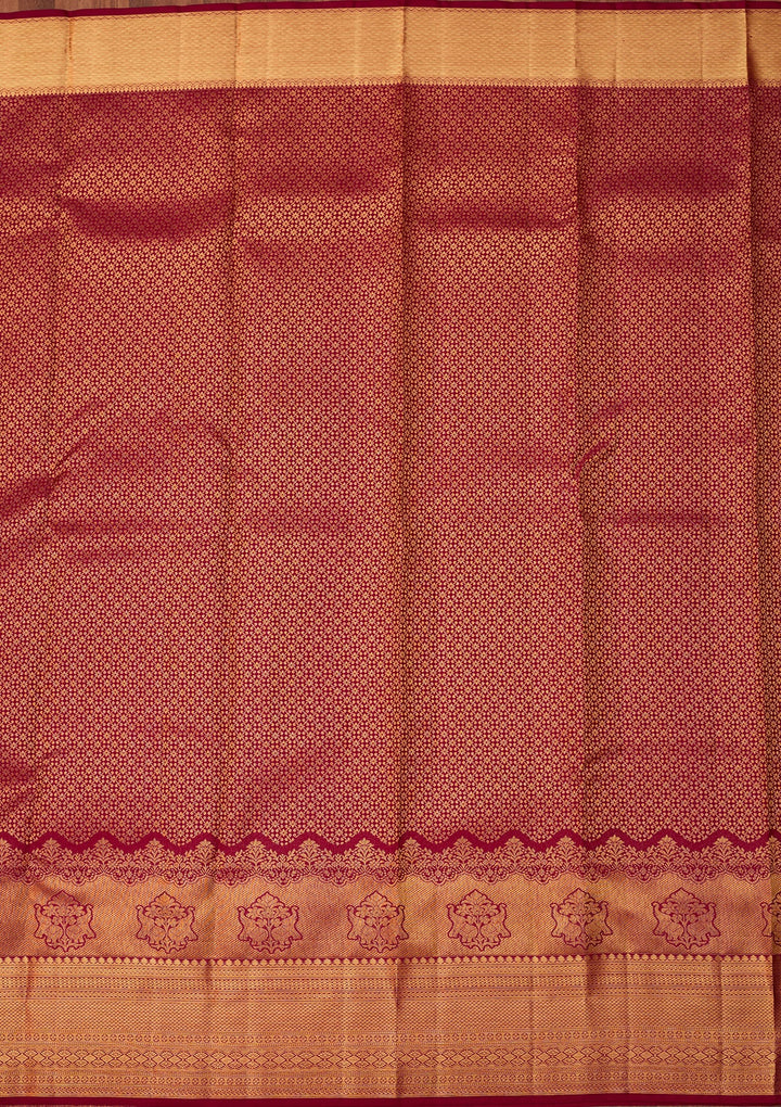 Maroon Dharmavaram Pure Silk Saree With Matching Blouse Piece