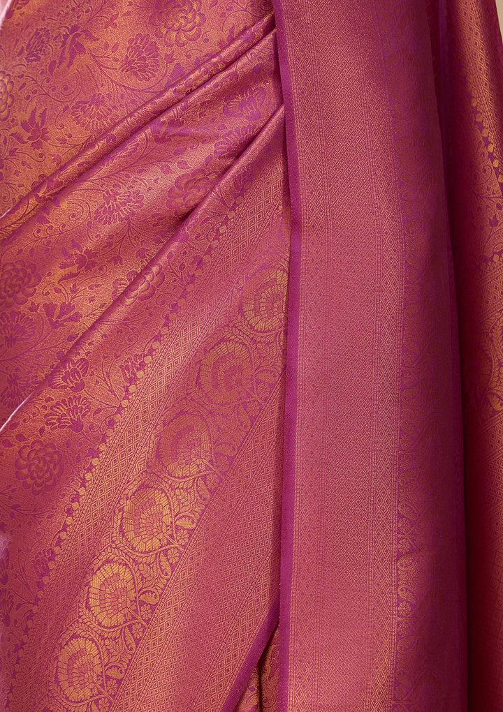 Wine Silk Jaal Saree With Matching Blouse Piece