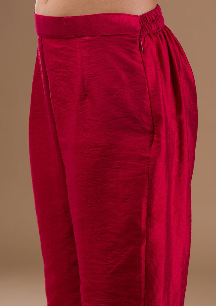 Maroon Zariwork Georgette Readymade Salwar Suit-Koskii