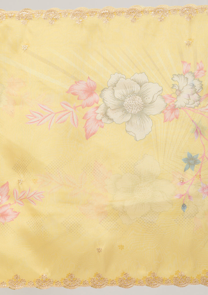 Parrot Green Zariwork Semi Crepe Readymade Salwar Suit