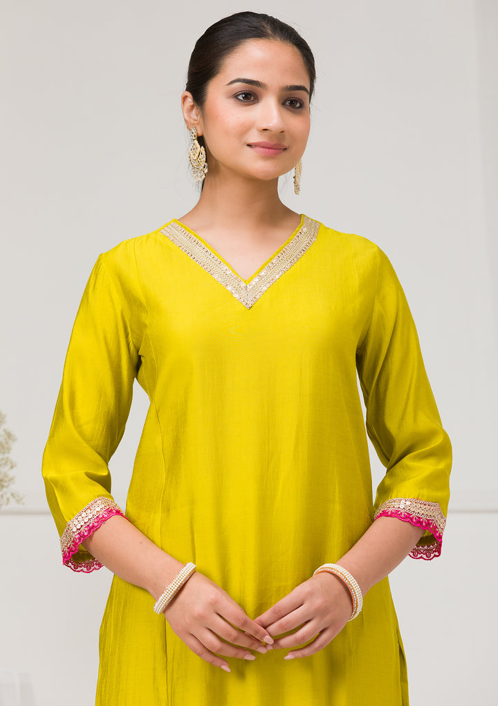 Parrot Green Zariwork Semi Crepe Readymade Salwar Suit