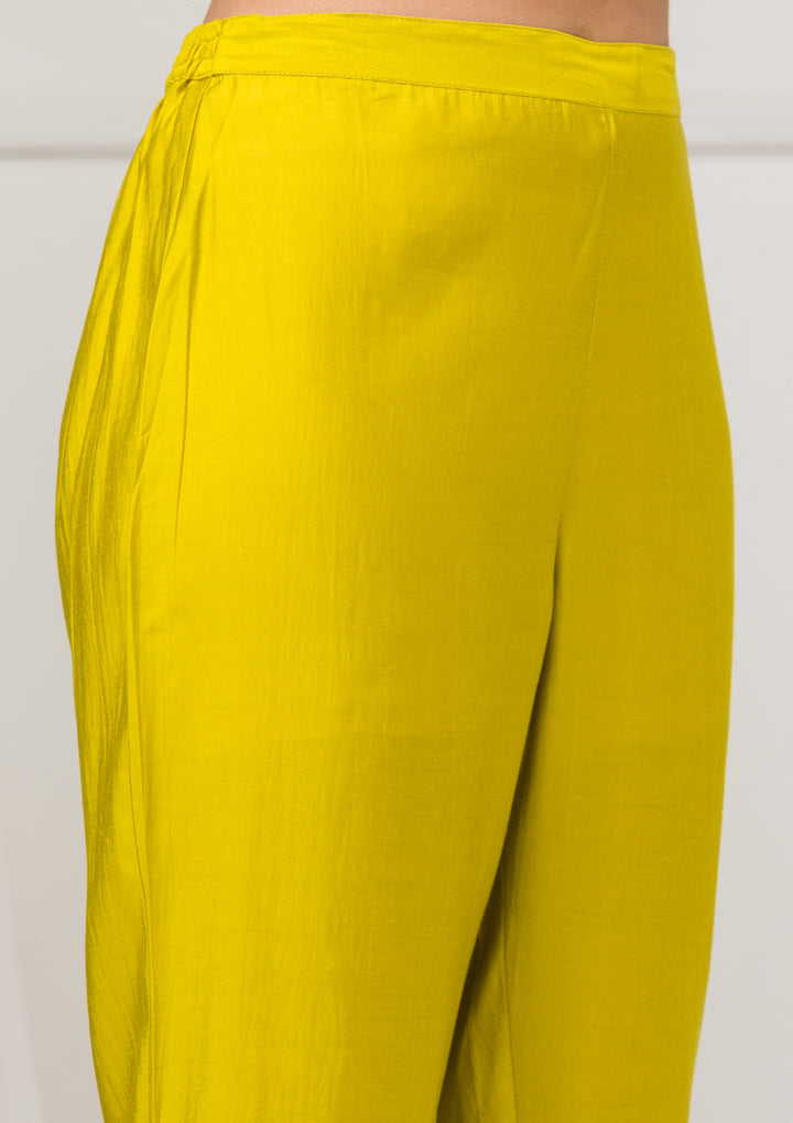 Parrot Green Zariwork Semi Crepe Readymade Salwar Suit