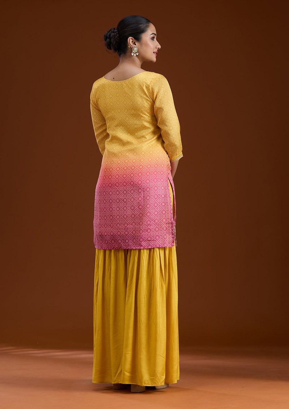 Yellow Sequins Soft Raw Silk Readymade Salwar Suit-koskii