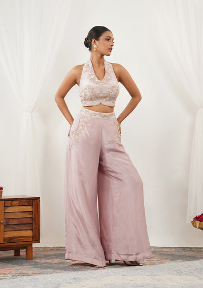 Light Peach Zariwork Silk Readymade Salwar Suit-Koskii