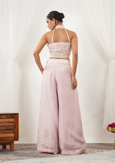 Light Peach Zariwork Silk Readymade Salwar Suit-Koskii