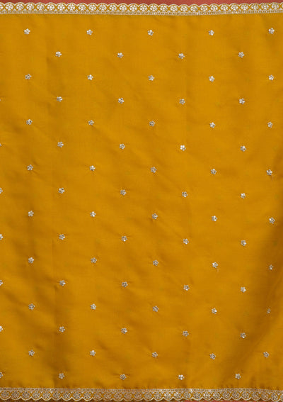 Yellow Silver Zariwork Georgette Readymade Salwar Suit-Koskii