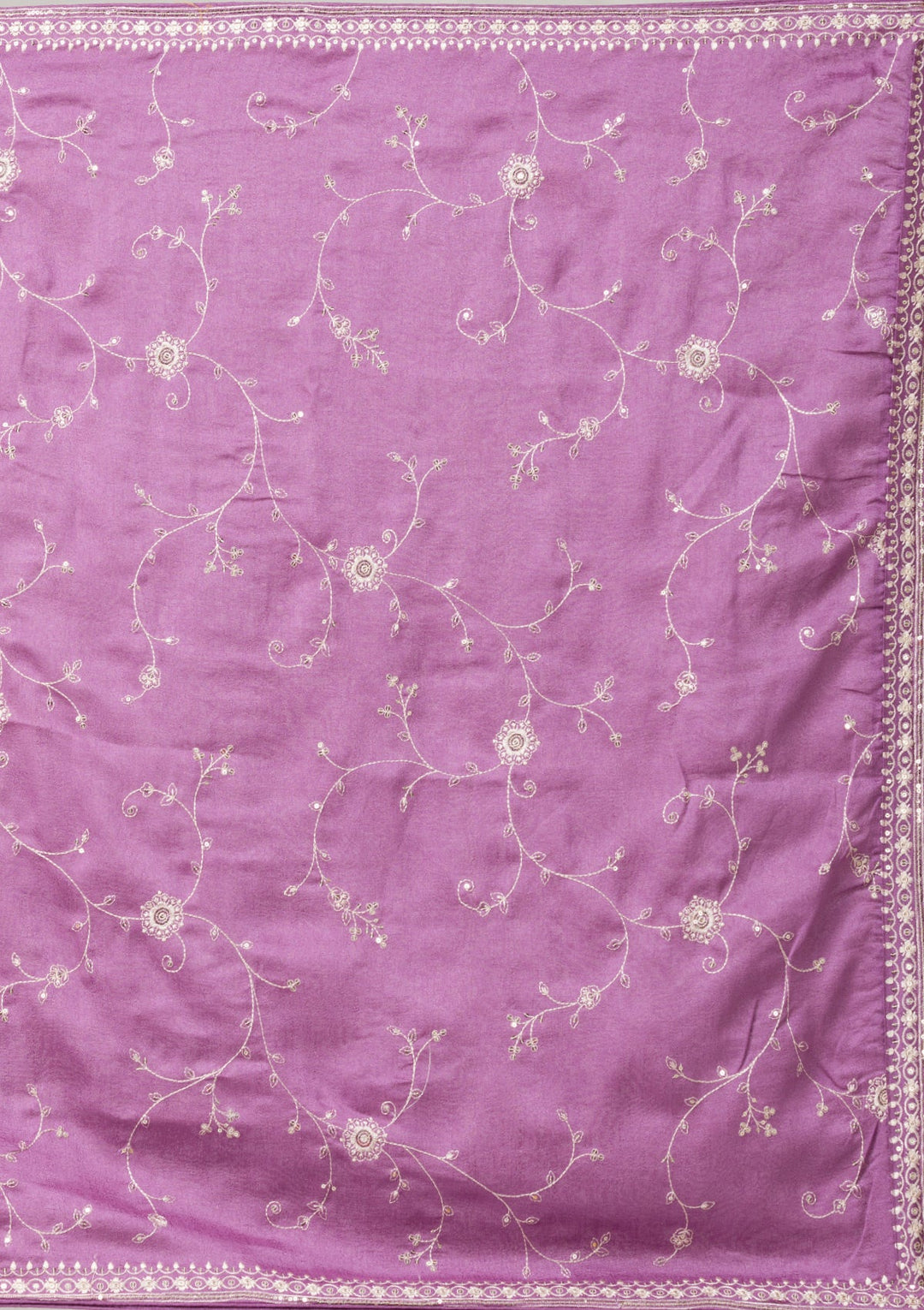 Lavender Sequins Raw Silk Readymade Salwar Suit-Koskii