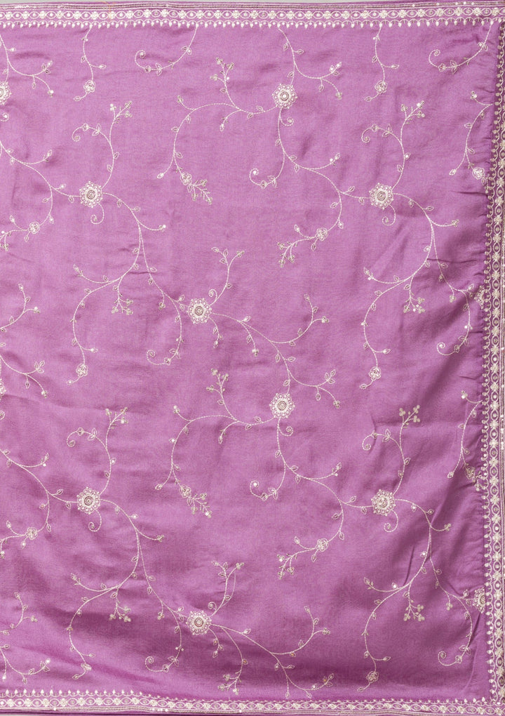 Lavender Sequins Raw Silk Readymade Salwar Suit-Koskii