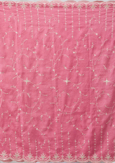 Onion Pink Sequins Raw Silk Readymade Salwar Suit-Koskii