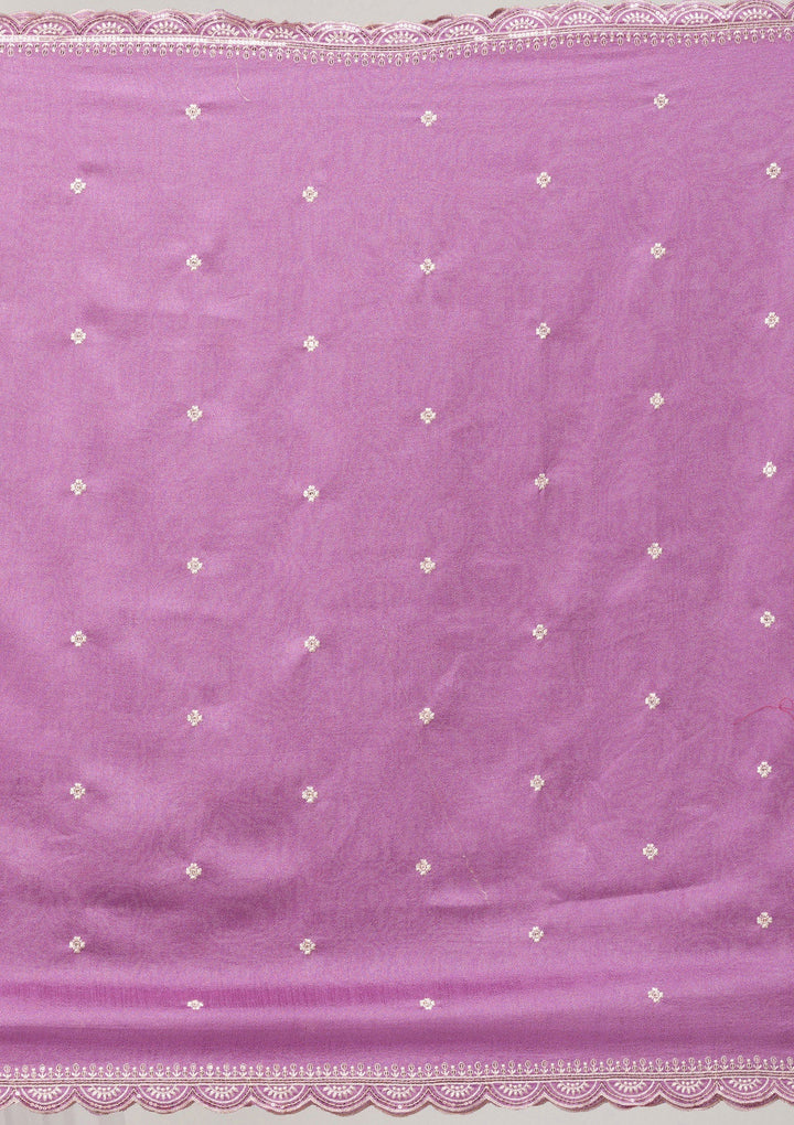 Lavender Threadwork Raw Silk Readymade Salwar Suit-Koskii