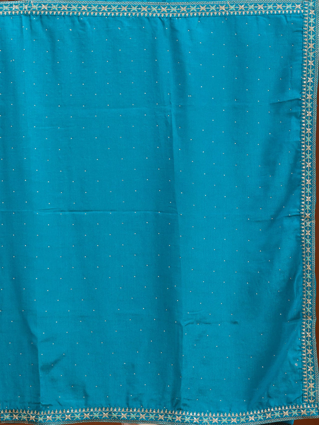 Turquoise Blue Zariwork (Gold) Soft Raw Silk Readymade Salwar Suit