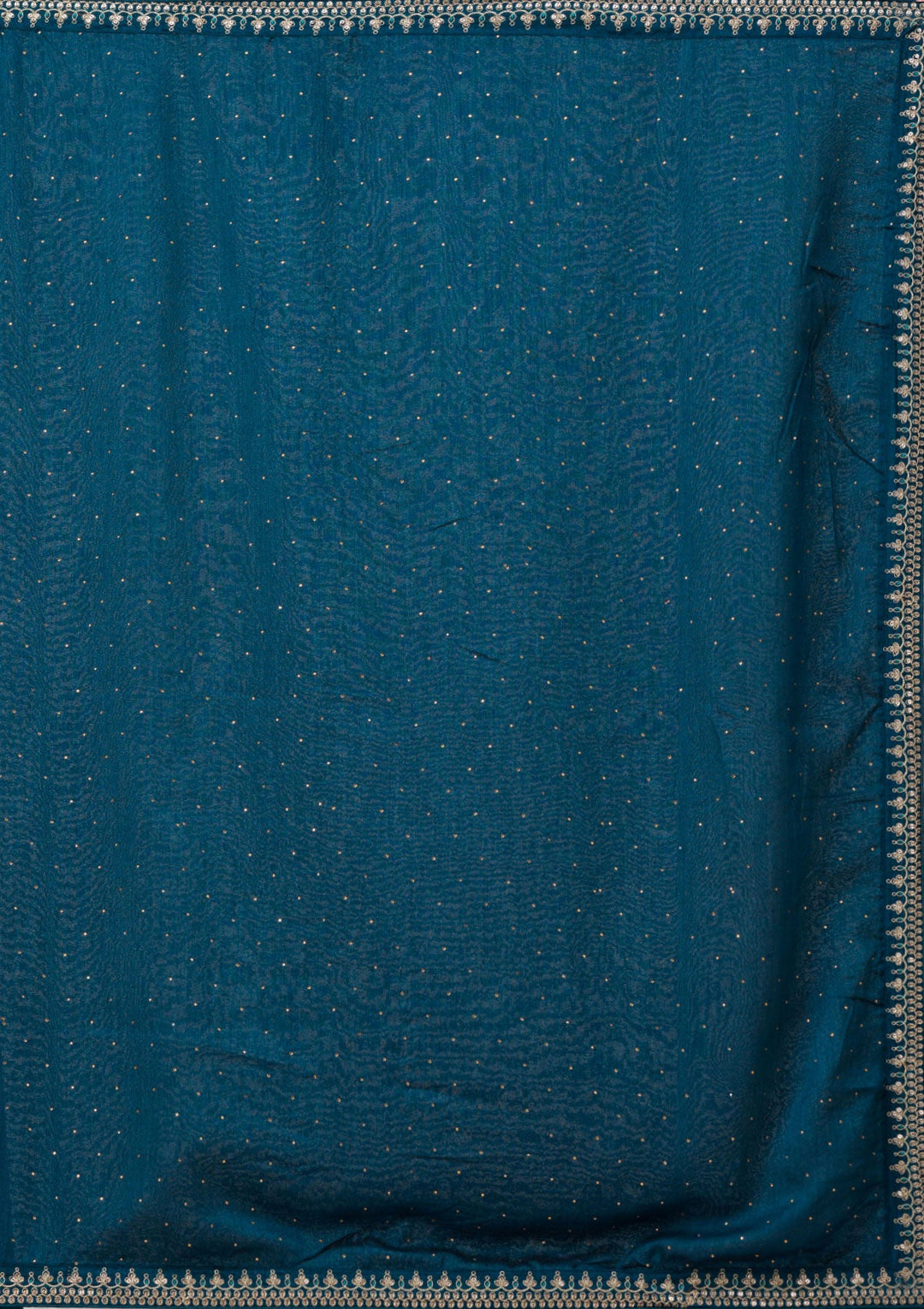 Peacock Blue Sequins Raw Silk Readymade Salwar Suit-Koskii