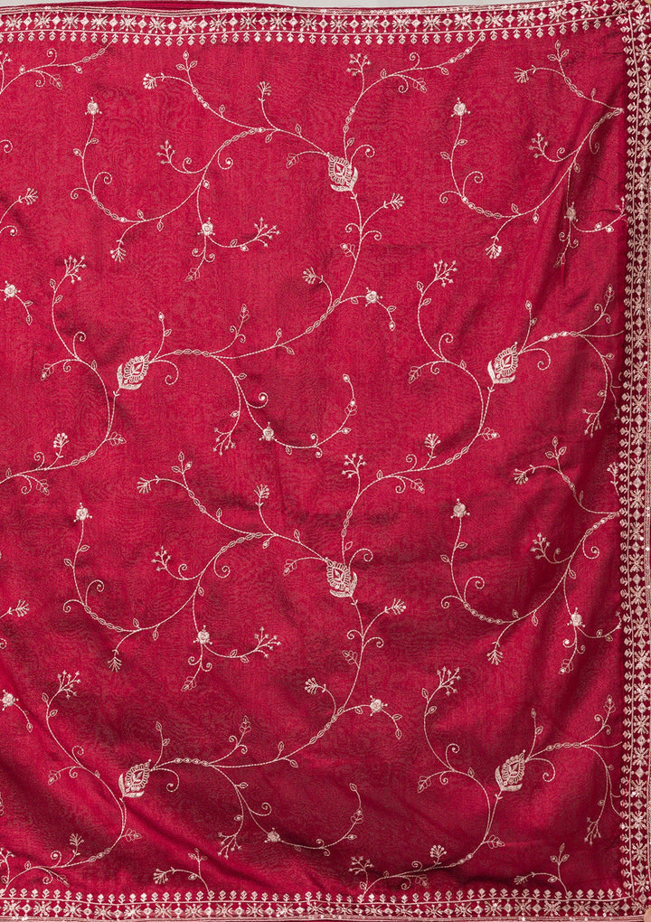 Maroon Sequins Raw Silk Readymade Salwar Suit-Koskii