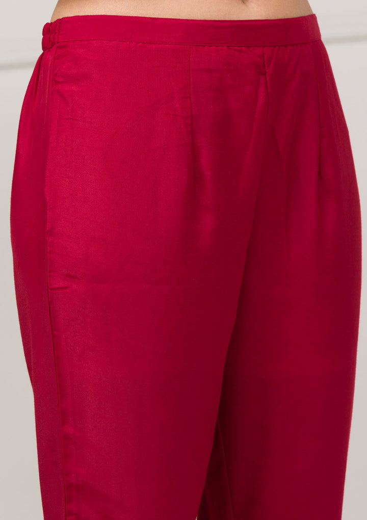 Maroon Sequins Raw Silk Readymade Salwar Suit-Koskii