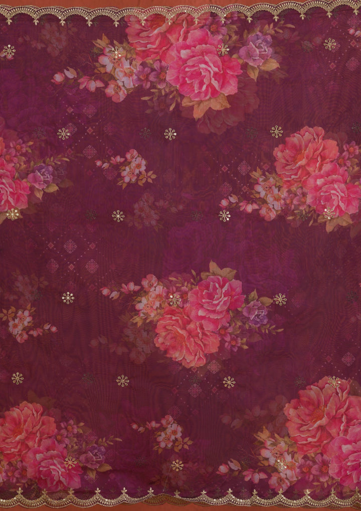Purple Threadwork Raw Silk Readymade Salwar Suit-Koskii