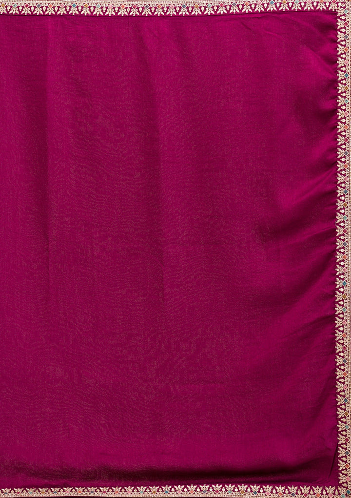 Wine Zariwork (Gold) Soft Raw Silk Readymade Salwar Suit-koskii