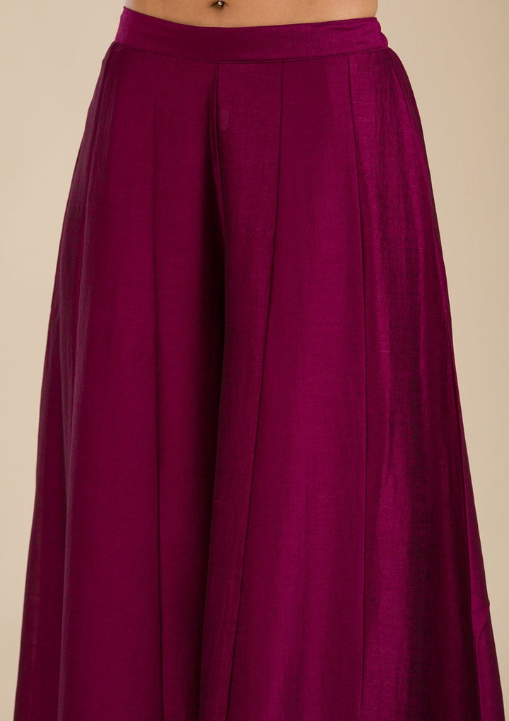 Wine Zariwork (Gold) Soft Raw Silk Readymade Salwar Suit-koskii