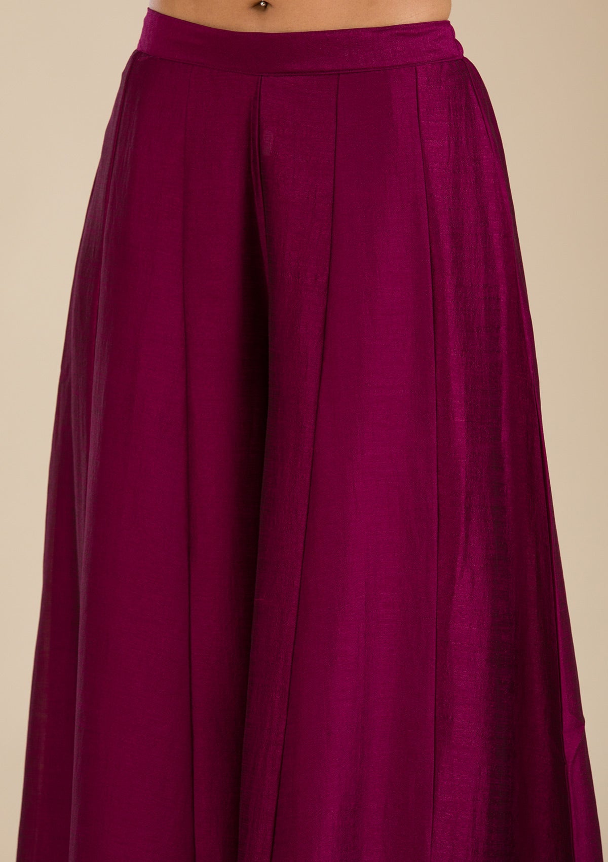 Wine Zariwork (Gold) Soft Raw Silk Readymade Salwar Suit-koskii