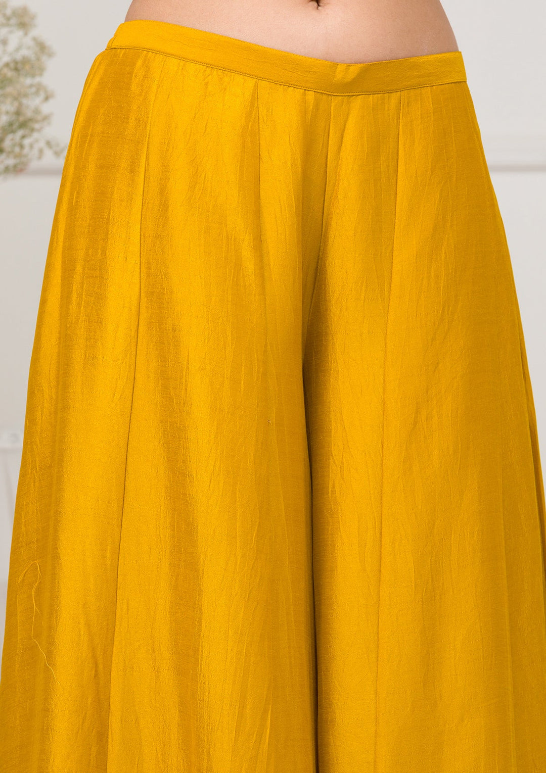 Mustard Zariwork Raw Silk Readymade Salwar Suit-Koskii