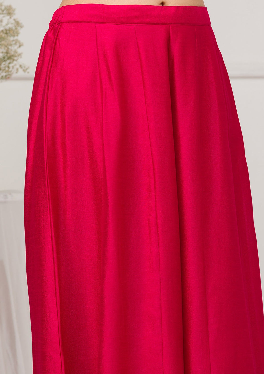 Rani Pink Zariwork Raw Silk Readymade Salwar Suit-Koskii