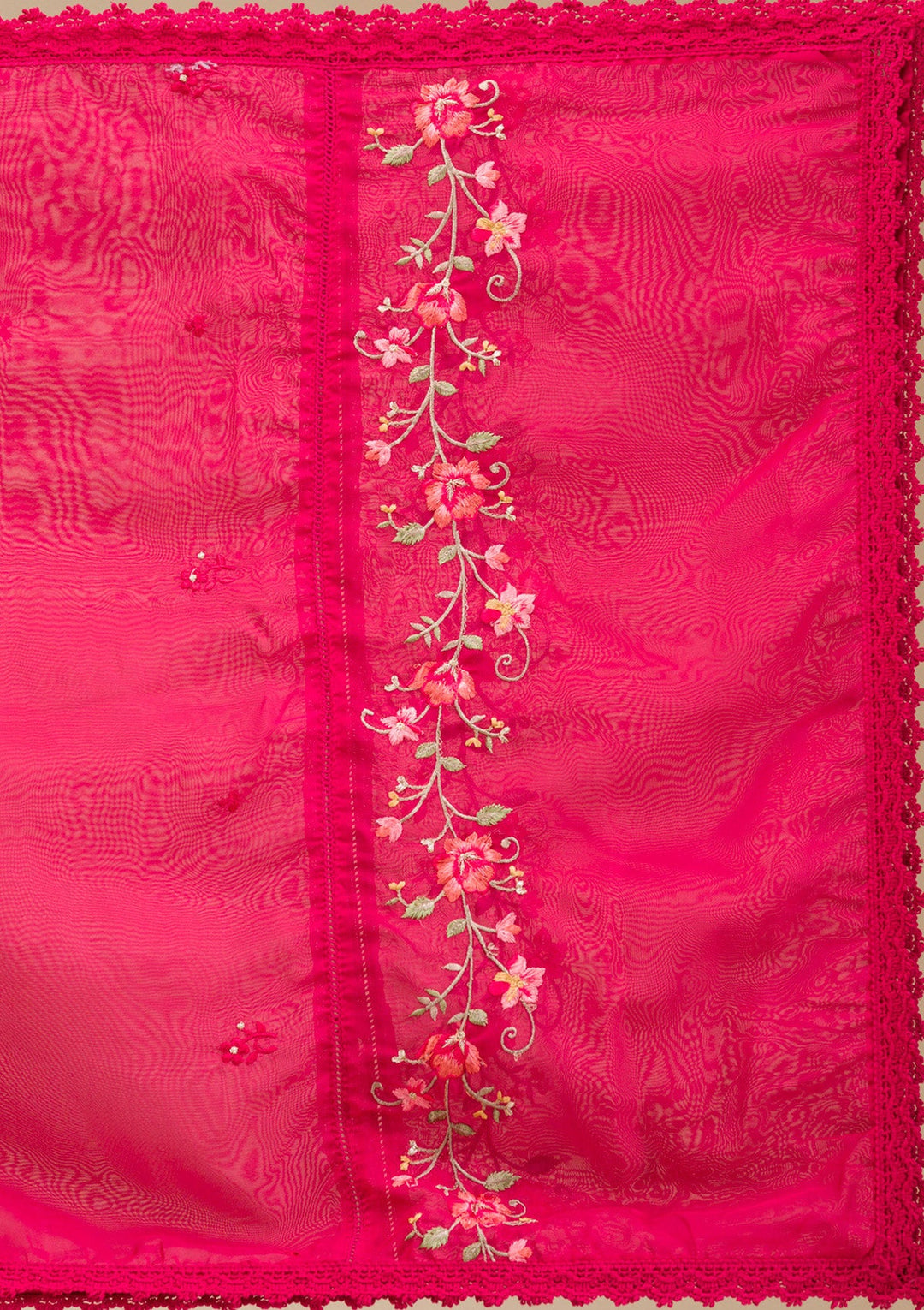 Rani Pink Threadwork Crepe Readymade Salwar Suit-koskii