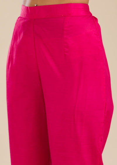 Rani Pink Threadwork Crepe Readymade Salwar Suit-koskii