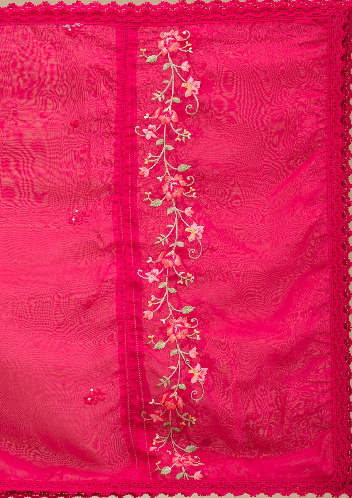 Rani Pink Threadwork Crepe Readymade Salwar Suit-koskii