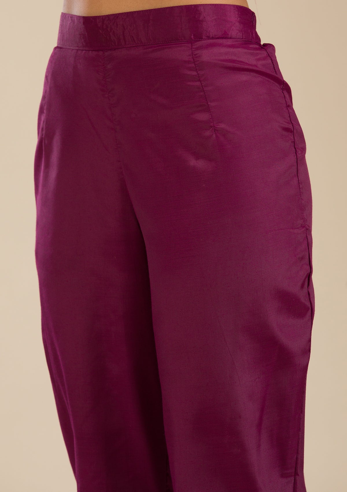 Wine Threadwork Crepe Readymade Salwar Suit-koskii