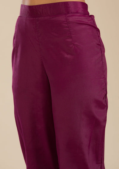 Wine Threadwork Crepe Readymade Salwar Suit-koskii