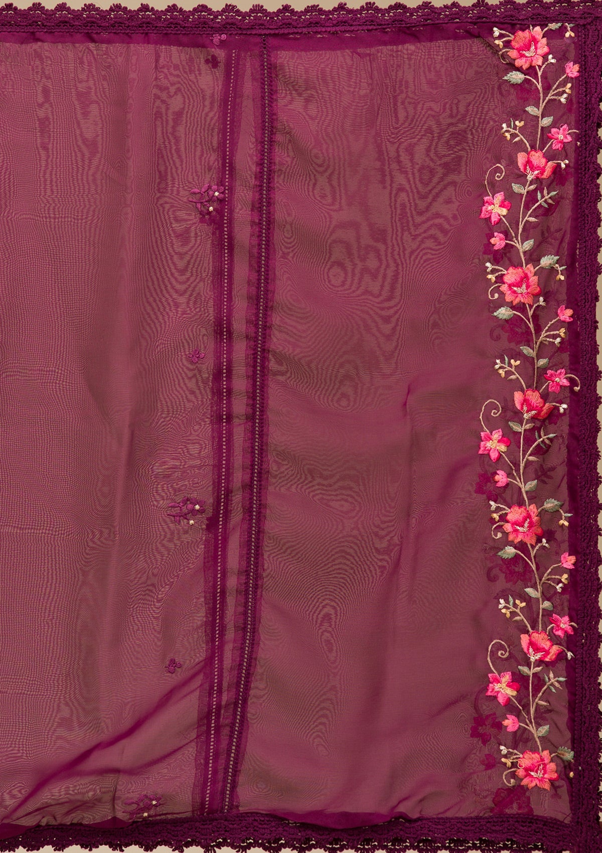 Wine Threadwork Crepe Readymade Salwar Suit-koskii