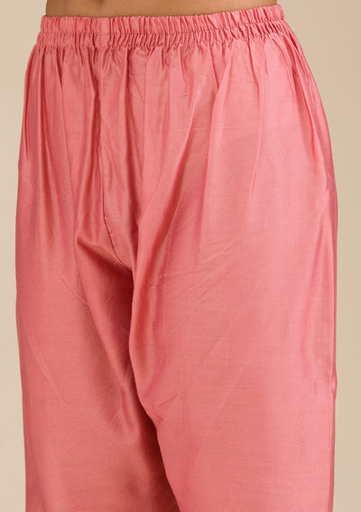 Peach Cording Chanderi Readymade Salwar Suit-koskii