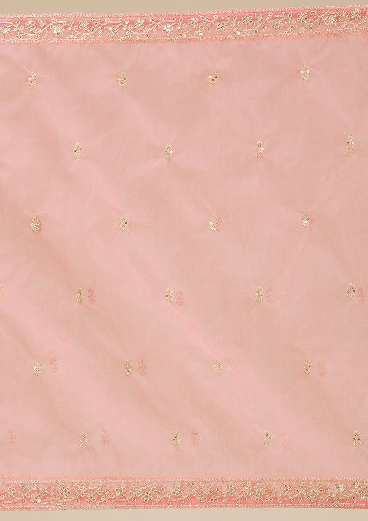 Peach Cording Chanderi Readymade Salwar Suit-koskii