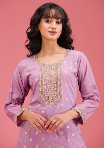 Lavender Cording Chanderi Readymade Salwar Suit-koskii