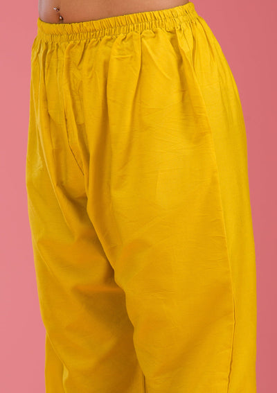 Yellow Cording Chanderi Readymade Salwar Suit-koskii