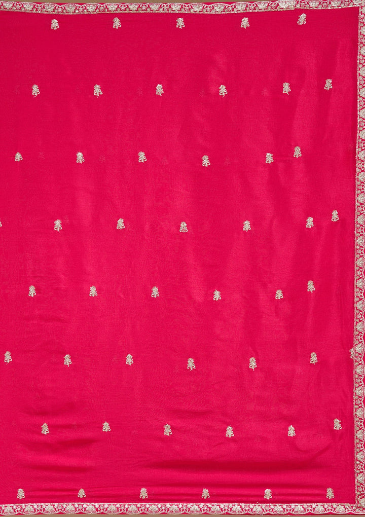 Rani Pink Zariwork (Gold) Chinon Readymade Salwar Suit-koskii