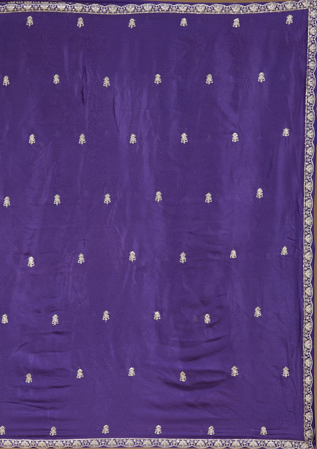 Royal Blue Zariwork (Gold) Chinon Readymade Salwar Suit-koskii